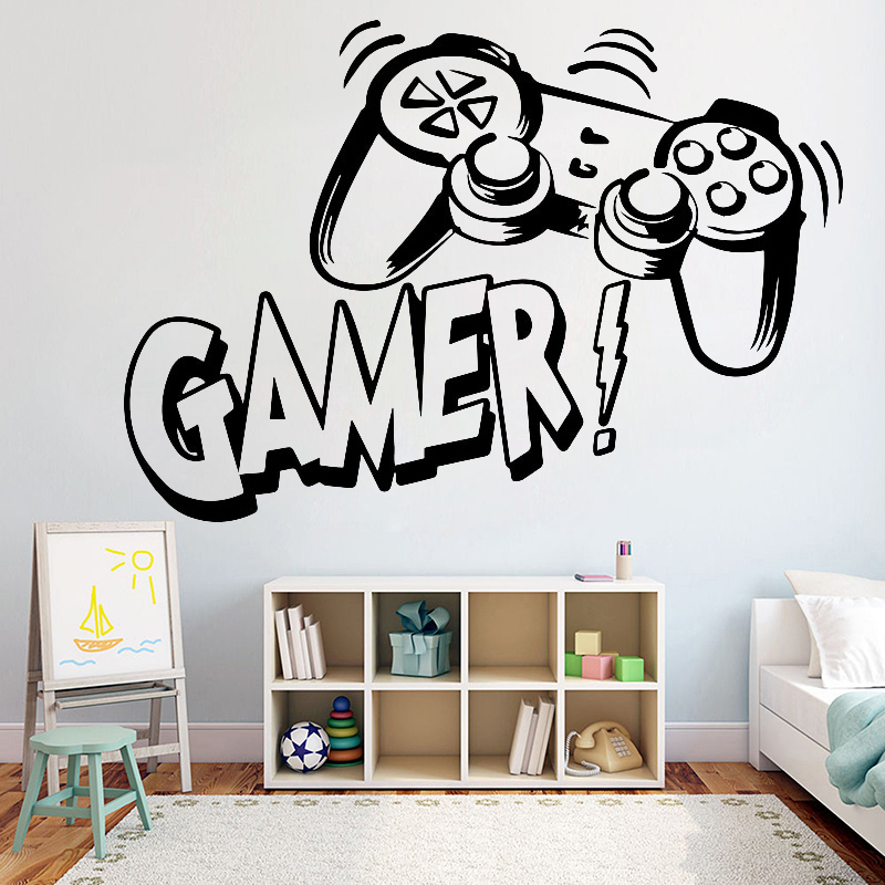 Pc Gaming Quotes - สติ๊กเกอร์ติดผนังสําหรับห้องเด็กวิดีโอเกมสติ๊กเกอร์ติดผนังสําหรับห้องนอนเด็ก PVC Wall Art ภาพจิตรกรรมฝาผนัง PS4