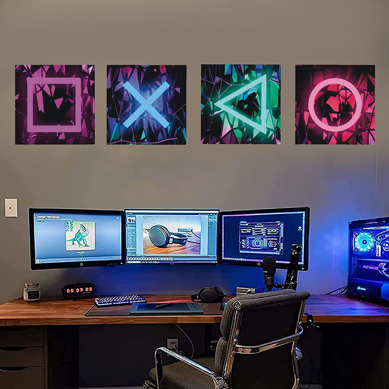 Pc Gaming Quotes - 4PCS เด็ก GAMING Room เกมผนังตกแต่งโปสเตอร์สติ๊กเกอร์กาว Neon