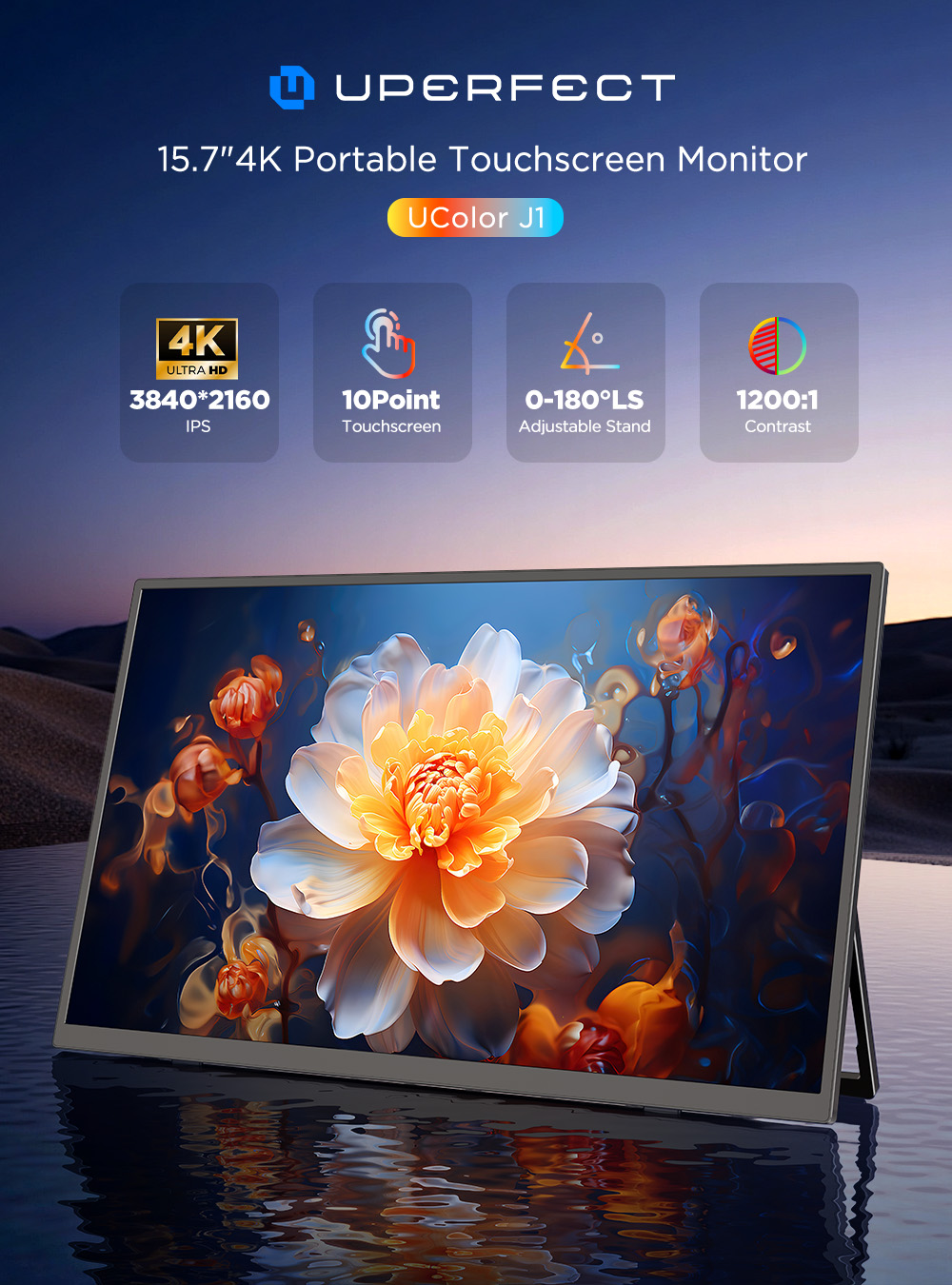 UPERFECT 4K จอภาพพกพาหน้าจอสัม - Pc Gaming Y Monitor บทวิจารณ์และราคา