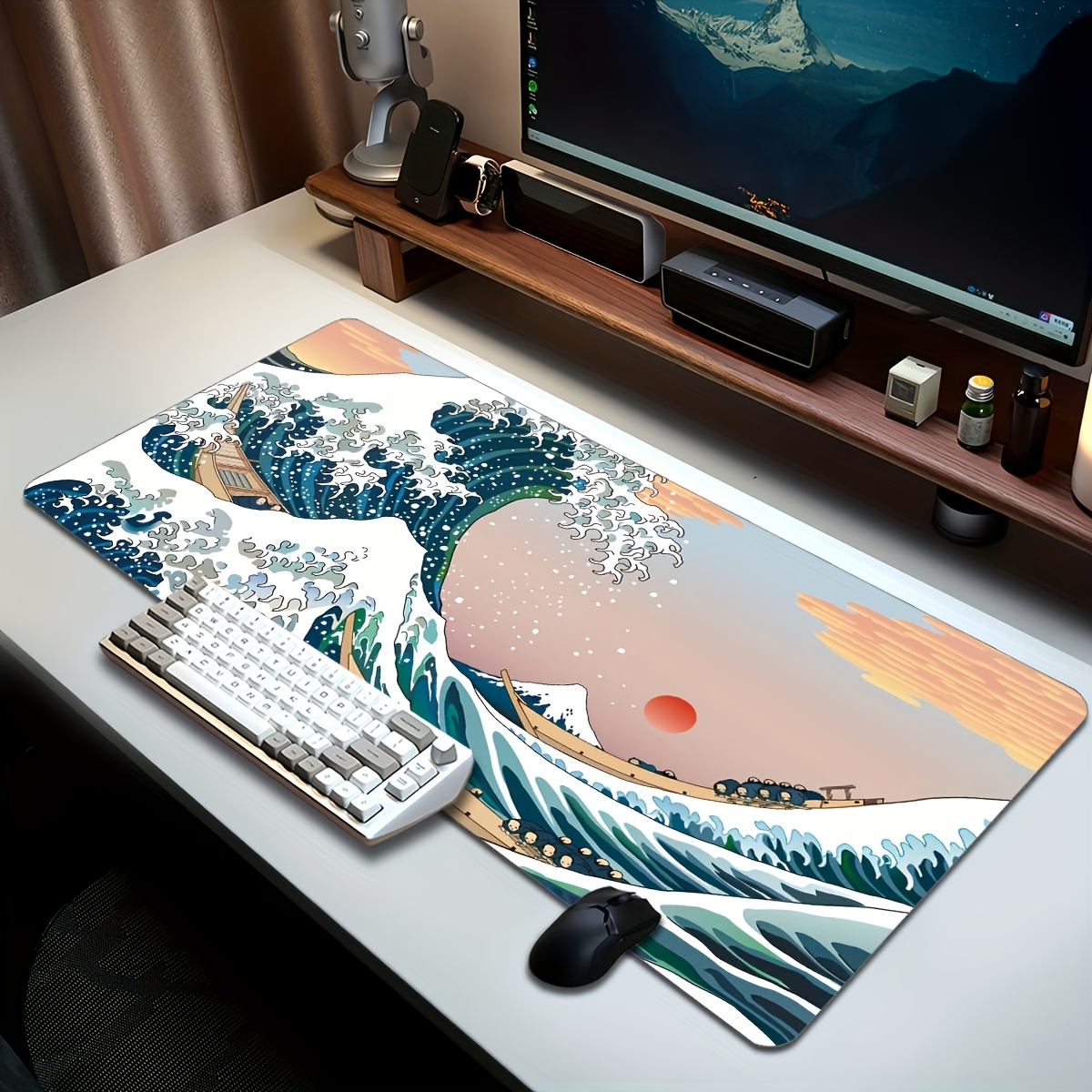แผ่นรองเมาส์ขนาดใหญ่ลายคลื่น 1 - Pc Gaming Drawing บทวิจารณ์และราคา
